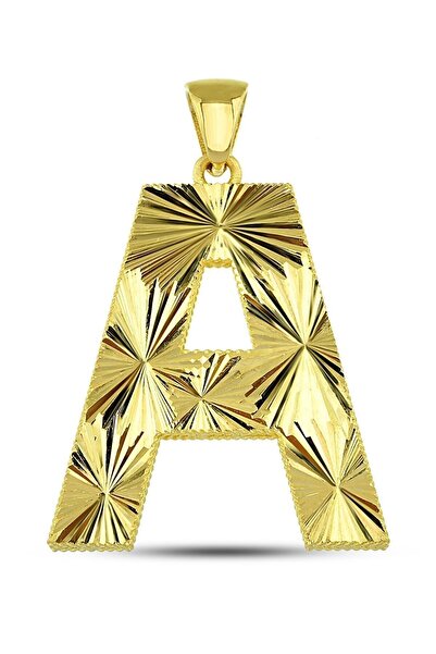 Altınkesesi 14 Ayar Altın Kalemli Parlak A Harfi Kolye Ucu