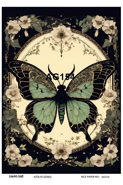 LİNEART Brass Patterned Lineart Decopage Paper - La-Ag154