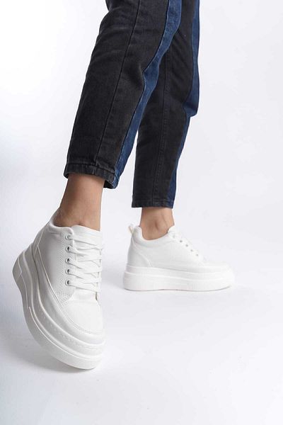 She WOMEN'S HIDDEN HEELED WHITE SPORTS SHOES SNEAKER