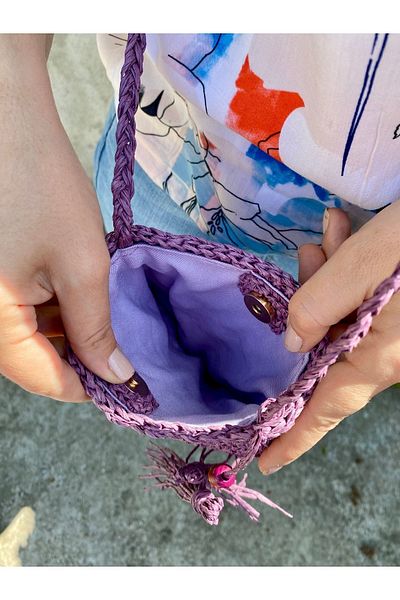 Nevdusha Design Knitted Shoulder Bag with Paper Rope Strap - Phone Bag