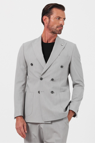 Terziayhan Men's Double Breasted Slimfit Suit - Swallow Collar, Double Slit