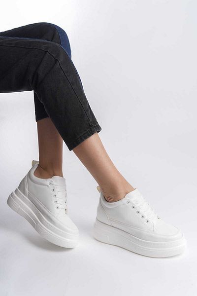 She WOMEN'S HIDDEN HEELED WHITE SPORTS SHOES SNEAKER