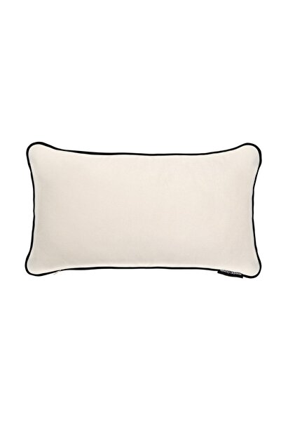 YARATICI TASARIM Biyeli Kırlent Yastık Kılıfı Ekru Rengi 50x30