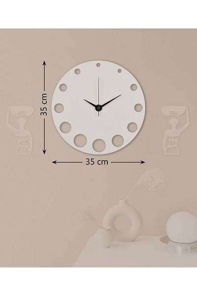 İnfigo Concept Decorative Wooden White Wall Clock 35 cm