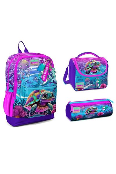 Yaygan Coral High 23756 - Backpack, Nutrition and Pencil Bag for Primary School Set of 3