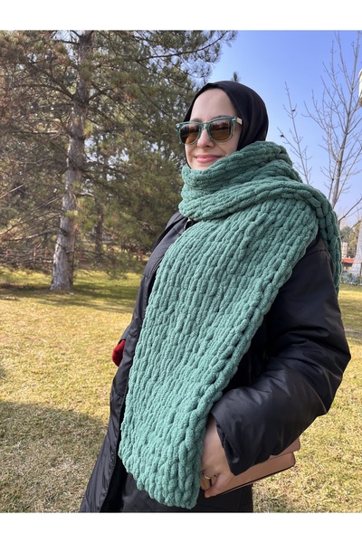 Verda Desing Puffy Soft Large Size Scarf Green