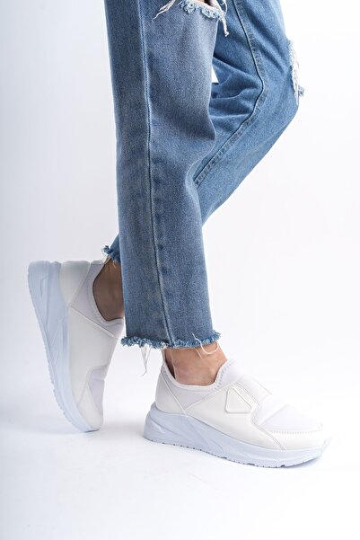 Limeo Λευκή ψηλή σόλα Άνετη μαλακή εθνόσημο Λεπτομερή γυναικεία αθλητικά παπούτσια για περπάτημα