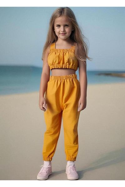 Moda Lina Baby Baby Girl Solid Color Crop & Pants Set