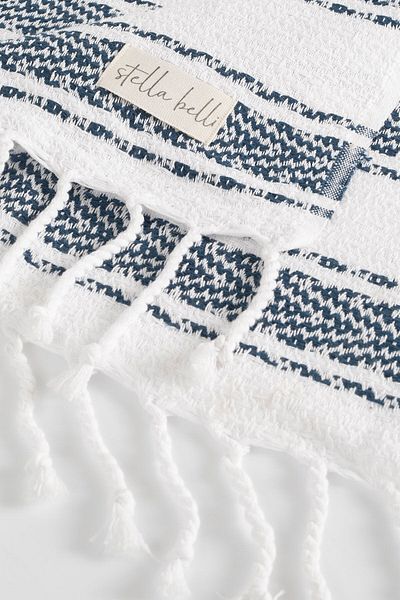 Stella Belli Μοντέρνο πεστέμπαλ με σχέδιο 90x180 cm - 100% βαμβάκι, λευκή πετσέτα παραλίας
