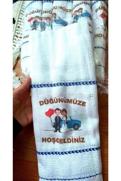 yörük tuhafiye Wedding Towel Car Towel, Convoy Towel 12 Pieces Packed Bride and Groom Model