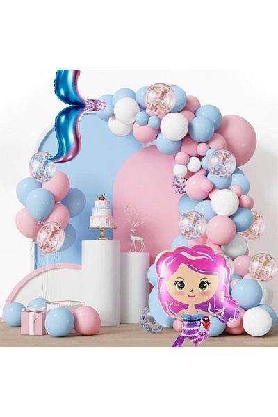 CUGY MERMAID TAIL CONCEPT BIRTHDAY PARTY ORNAMENT BALLOON CHAIN FOR GIRLS