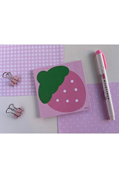 Efsu 10x10 Çilek Desenli Memopad/notepad/defter