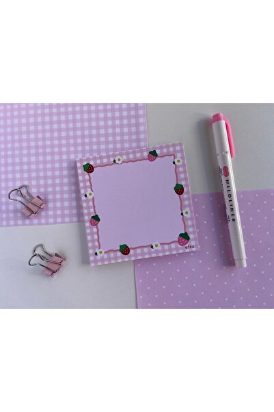 Efsu 10x10 Çilek Kareli Notluk Memopad/notepad/defter