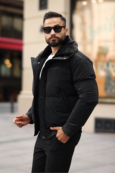 BASEL.CO Oversize Puffer Jacket with Fur Collar