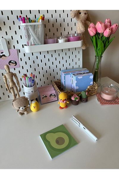 Efsu 10X10 Avocado Patterned Notepad Memopad Notepad Notebook