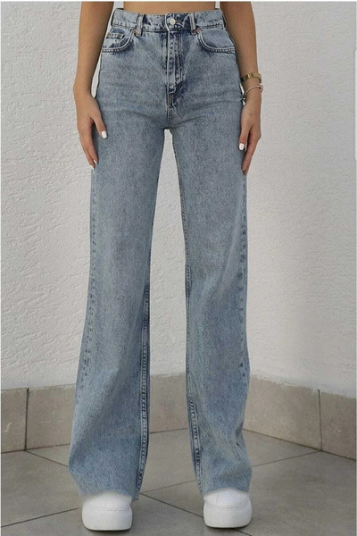 Livik Hanazay Lycra Blugi cu talie super înaltă cu picioare largi Pantaloni l...