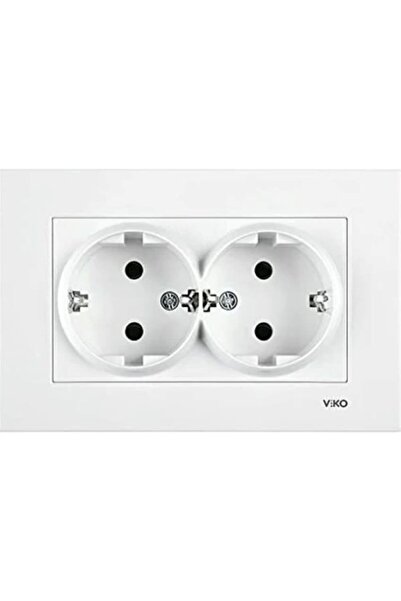 VİKO Karre Ikili Beyaz Sıva Altı Topraklı Priz ( Çerçeve Dahil )