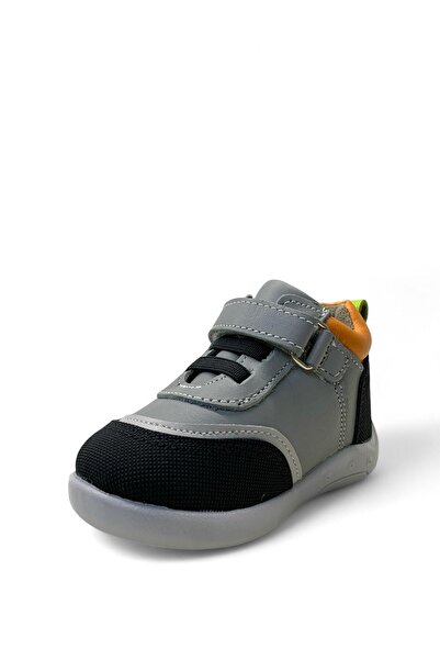 Tuğba Ortopedi 710 Ortopedik % 100 Hakiki Deri Erkek Bebek Gri İlk Adım Bot