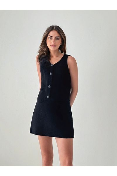 İLKCET MODA Set mini fustă și cardigan pentru femei