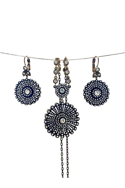 FAYRA ACCESSORIES Zircon Stone Floral Earrings and Necklace Set