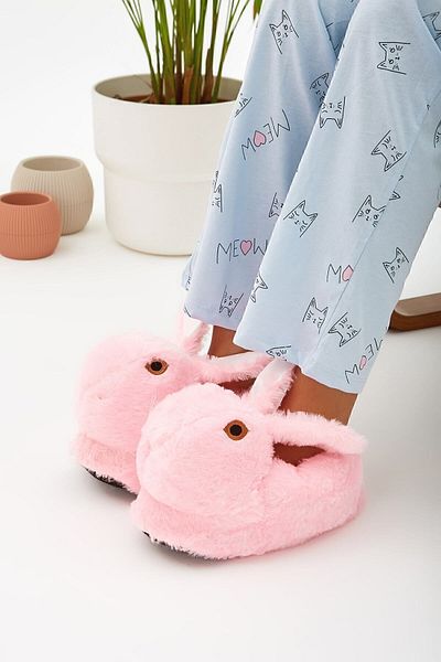 Moda Devrin Ροζ Animal Silent Sole Slippers Λούτρινα οικιακά παπούτσια με φιγούρες κουνελιού (ΤΟ ΜΑΤΙ ΚΕΝΤΗΤΑ ΩΣ ΕΙΝΑΙ ΤΟ ΒΙΝΤΕΟ)