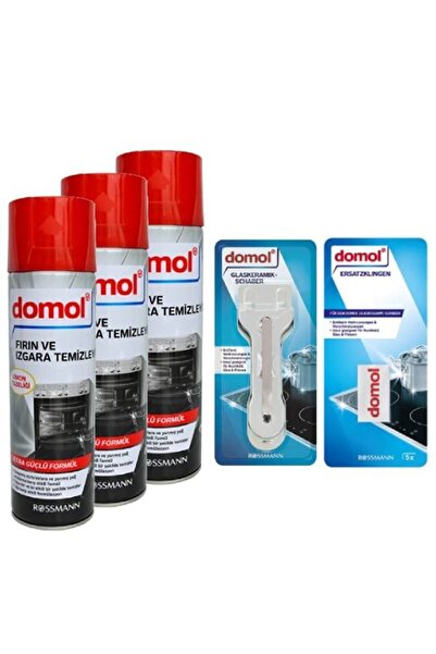 DOMOL Fırın Izgara Temizleyici Köpük Limonlu (3 Adet) Ocak Temizleyici Spatul...