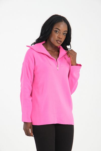 İLKCET MODA Γυναικείο πλεκτό πουλόβερ Premium Oversize με φερμουάρ