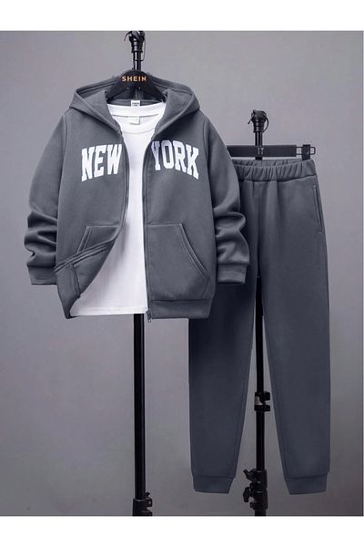 Machetta New York Printed 3 Piece Παιδικό Σετ - Σετ μπουφάν, φούτερ και φούτερ