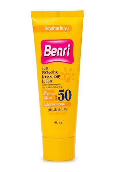 Benri Sun Lotion - Sun Protection Face and Body Lotion Spf50 40 ml