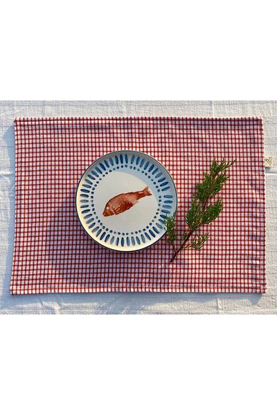 No8 Atölye 2-Piece Linen Checkered American Service
