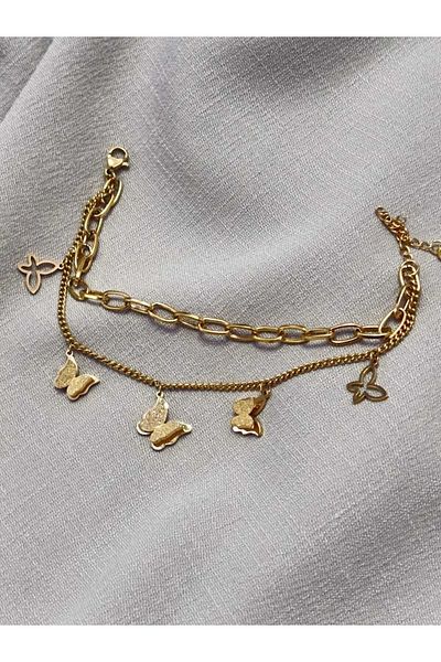 Çelik BUTTERFLY FIGURE CHAIN MODEL STEEL BRACELET