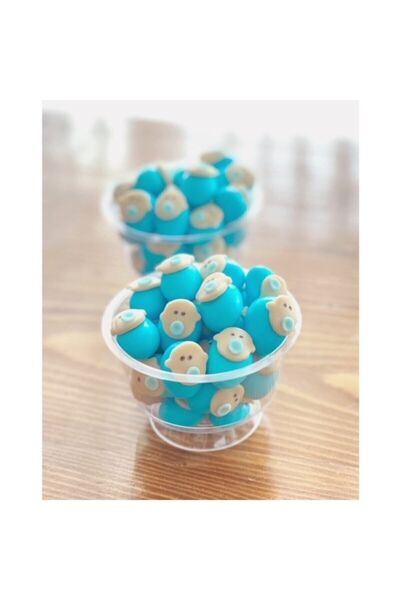 cookiesmir Bebek Formunda Çikolatalı Badem Şekeri (mavi)