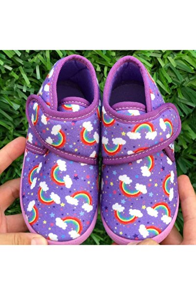 Pandalina Çocuk Panduf Kreş Ev Okul Ayakkabısı Yumuşak Kaydırmaz hafif Taban Cırt Cırtlı Kreş Ayakkabısı