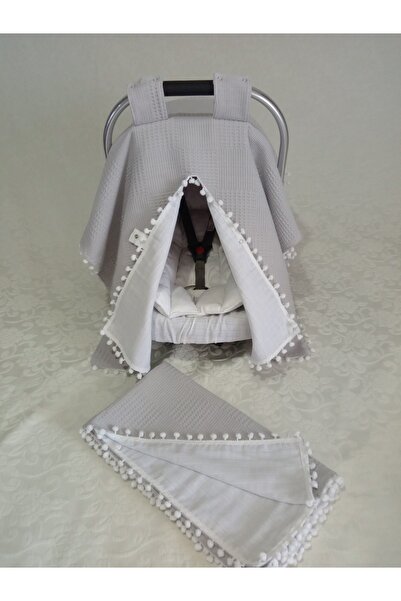 Wenaris عربة أطفال من الموسلين الأبيض مكونة من 4 قطع - محبوكة ووسادة وملاءة و...