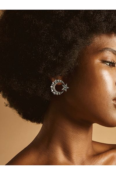 FAYRA ACCESSORIES Zircon Stone Crescent Star Earrings