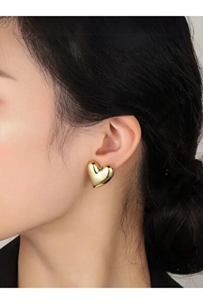 MAKSESUAR أقراط قلب بومبي نسائية ذهبية اللون