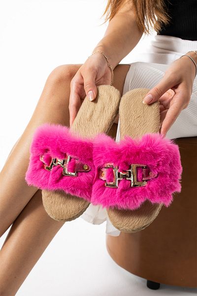 Moda Devrin Γυναικείες παντόφλες Fujia Feather Buckle