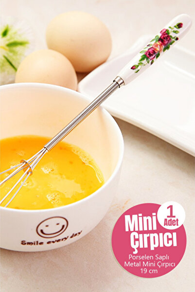 EA Home Concept مضرب بيض قهوة حليب معدني صغير - مقبض بورسلين، 20 سم، قطعة واحدة