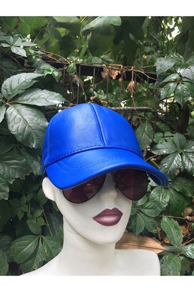 BY SCK Шапка Unisex Saks Blue от естествена кожа - Зимна шапка за нов сезон