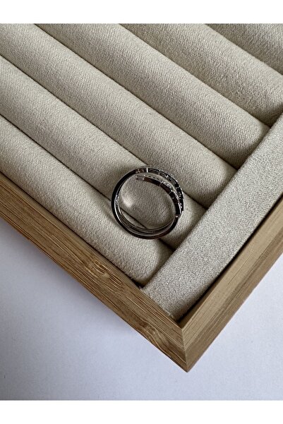 ringbox Silver Colored Coiled 3 Row Zircon Stone Snake Model Ring