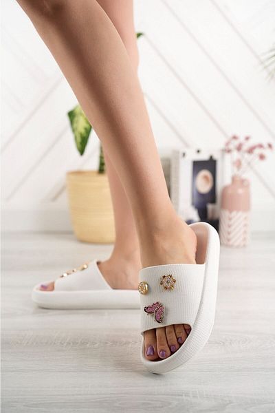 LUCKY COLLECTİON Women's Summer Stoned Beach Pool Slippers