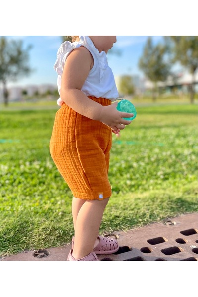 runbaby Cinnamon Colored Double Layer 100% Cotton Baby Shorts