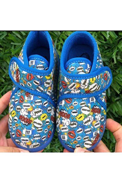 Pandalina Çocuk Panduf Kreş Ev Okul Ayakkabısı Yumuşak Kaydırmaz hafif Taban Cırt Cırtlı Kreş Ayakkabısı