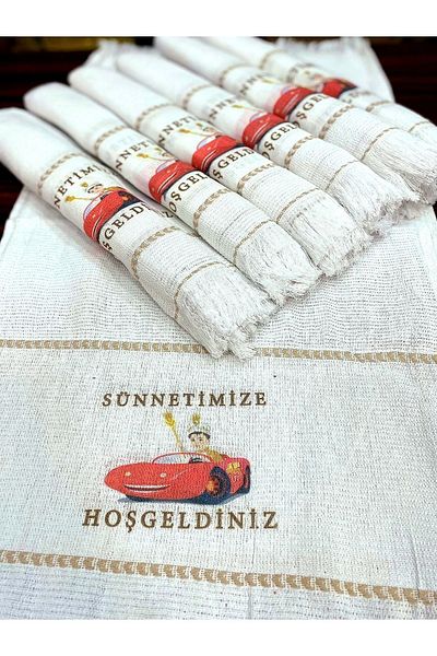 yörük tuhafiye Circumcision Towel Car Towel Convoy Towel 12 Pack, Circumcision Henna, Wedding Gift, Red Car