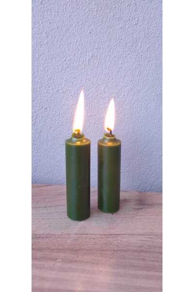 sevil'en mum mum  balmumu 2'li kalın yeşil doğal balmumu 10x2.5 cm