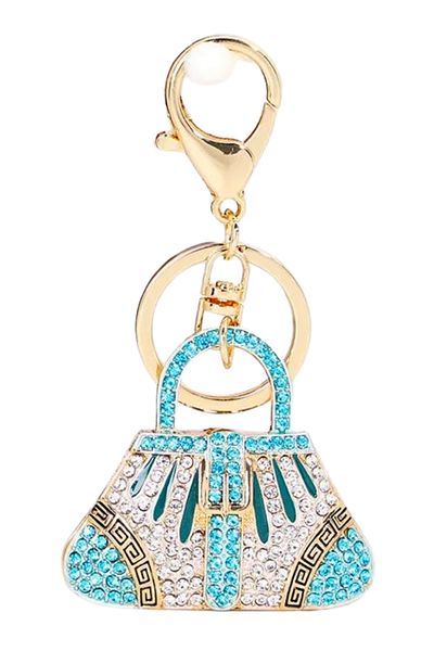 Dünyadan Hediyeler Blue Keychain Crystal Stone Bag - No.1