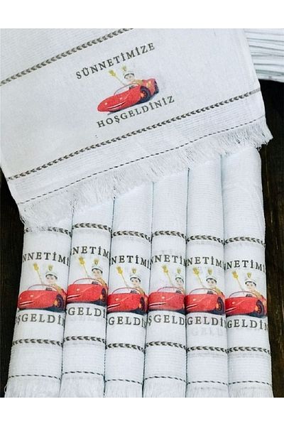 yörük tuhafiye Circumcision Towel Car Towel Convoy Towel 12 Pack, Circumcision Henna, Wedding Gift, Red Car
