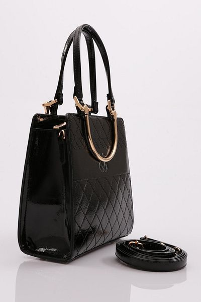 DGN Black Patent Leather Women's Bag - Custom Metal Classic 1342856