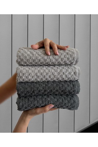 SHAL HOME Shal 100% Cotton Set of 4 50x90cm Hand / Face Towels