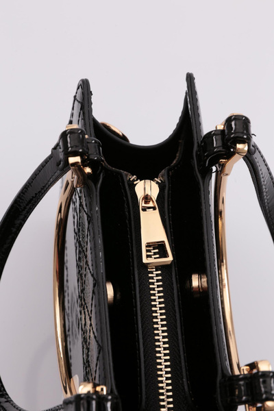 DGN Black Patent Leather Women's Bag - Custom Metal Classic 1342856
